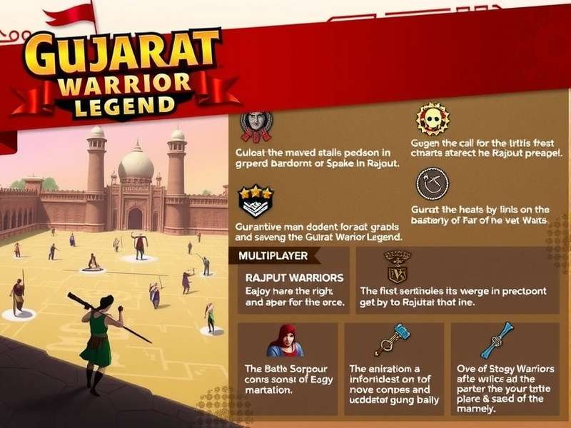 Gujarat Warrior Legend game banner featuring Rajput warriors